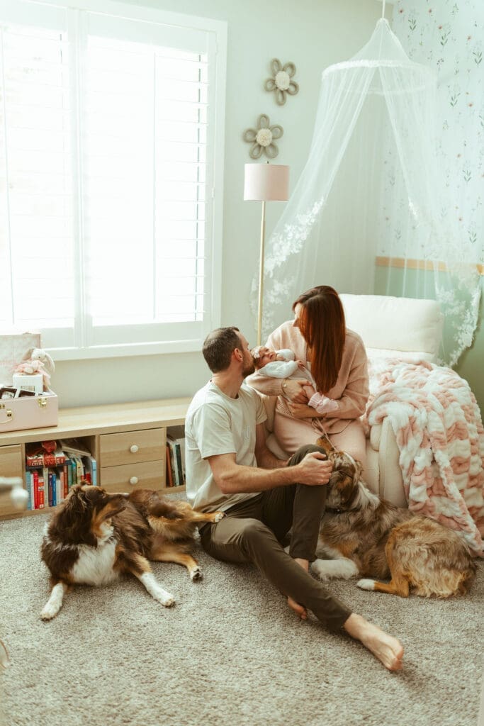 Arizona lifestyle newborn photography featuring newborn baby details and cozy family moments in Scottsdale area home