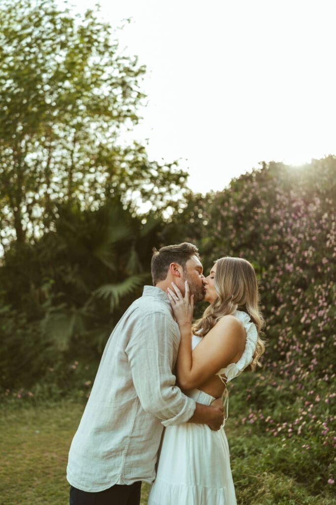 The Meadow Mesa engagement photos featuring romantic couple portraits with dreamy sunlight and natural movement