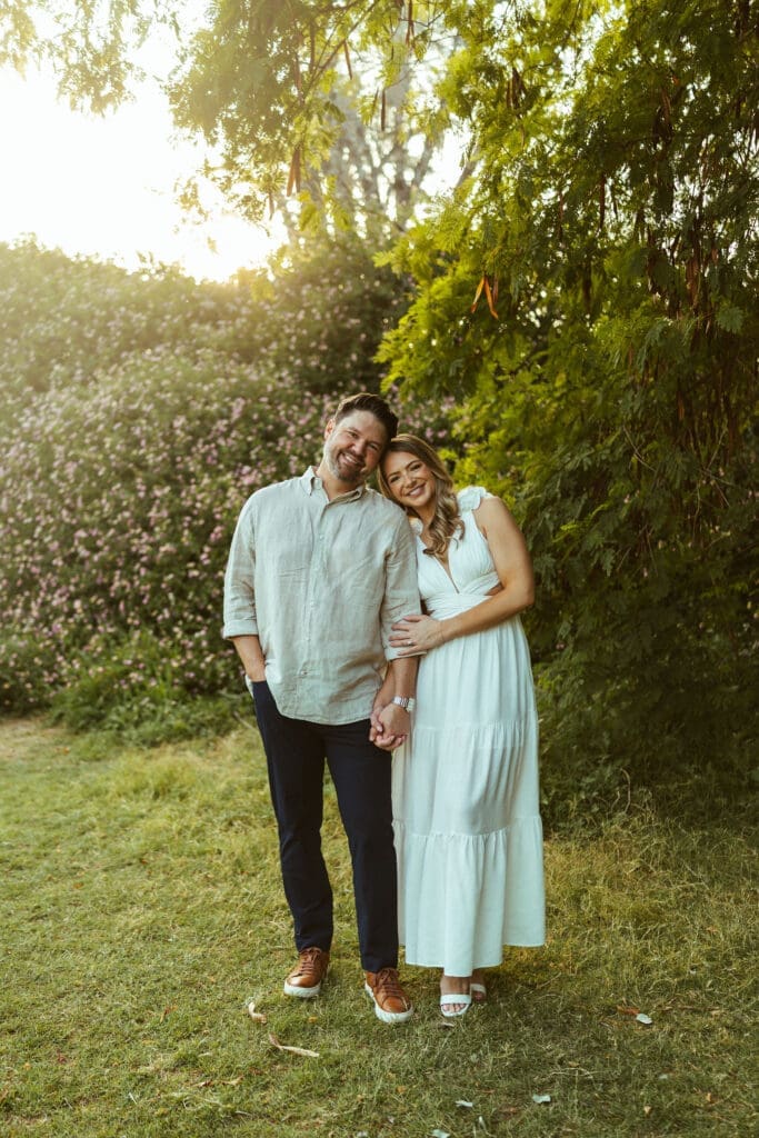 Romantic Mesa Arizona engagement session with playful candid moments and warm natural lighting during golden hour