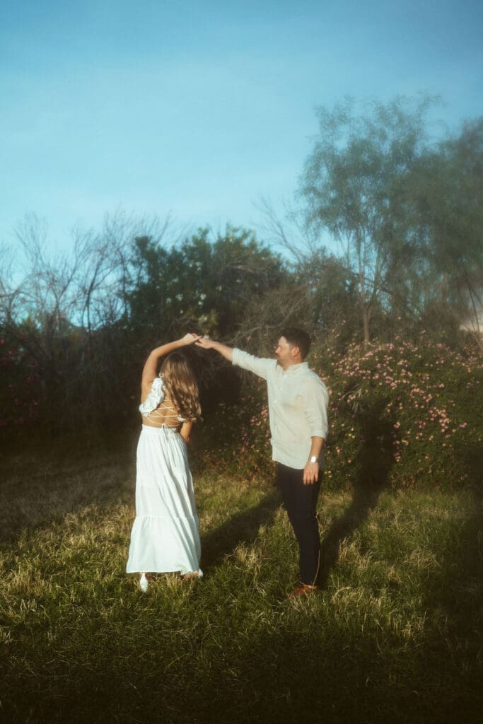 Scottsdale and Mesa couples photographer documenting romantic engagement photos with dreamy editorial inspired style