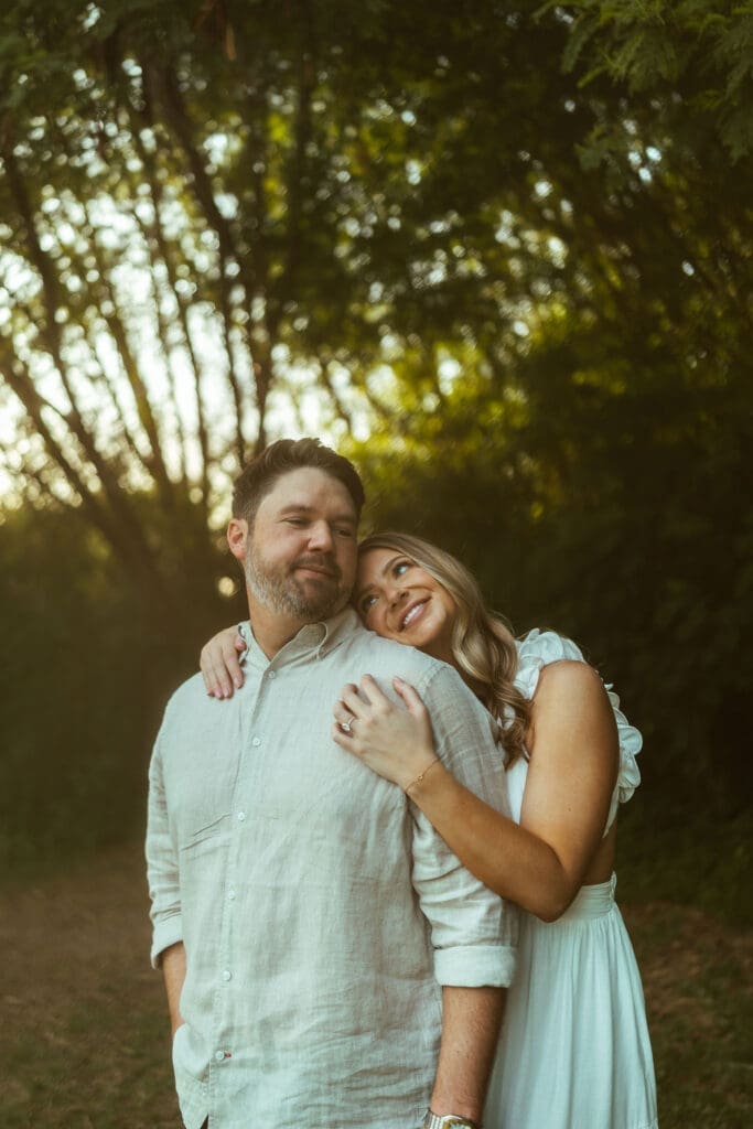 Arizona engagement photographer documenting elegant engagement session with cinematic haze and emotional connection