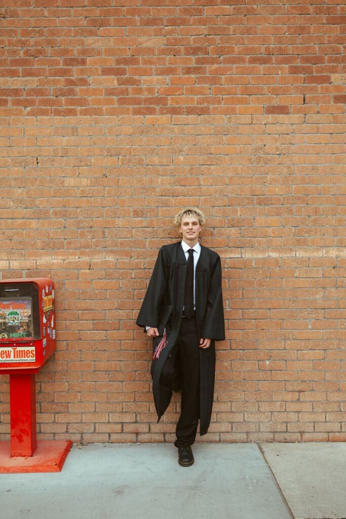 Senior guy portraits in Downtown Gilbert featuring editorial and street style inspired photography