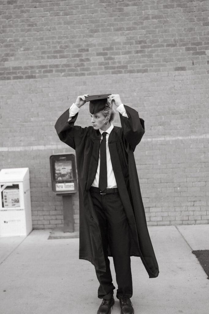 Urban senior portraits in Downtown Gilbert Arizona with relaxed candid photography vibes