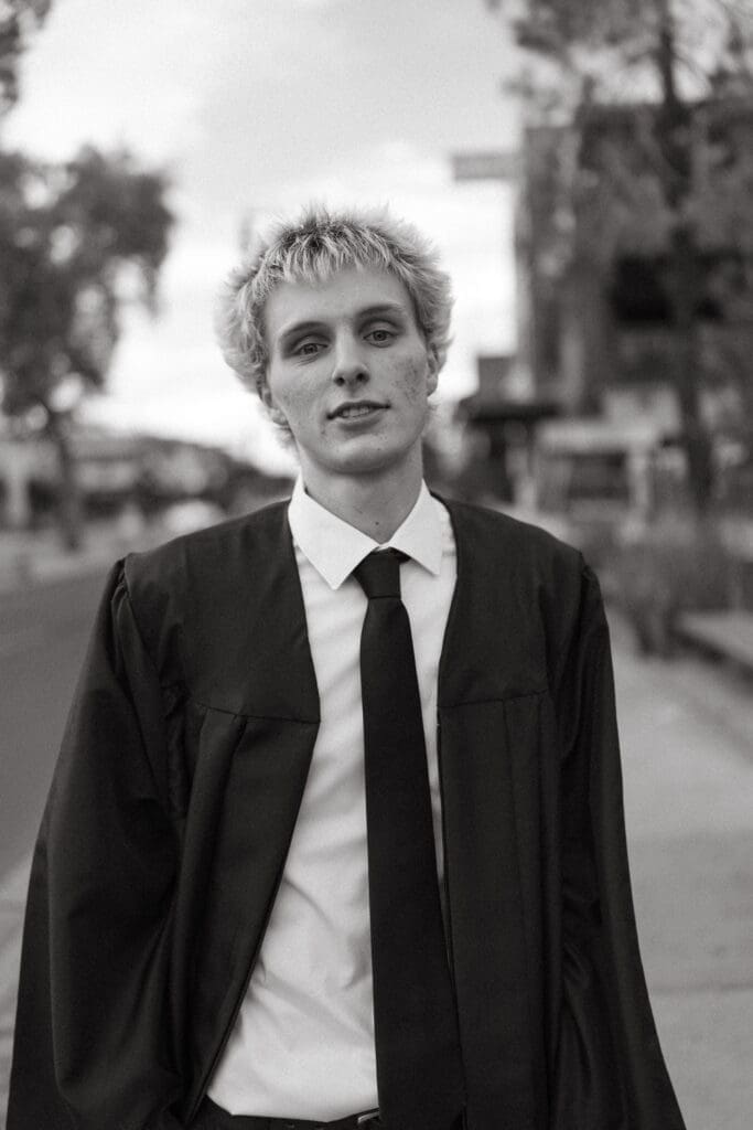 Downtown Gilbert Arizona graduation photos for high school senior guys