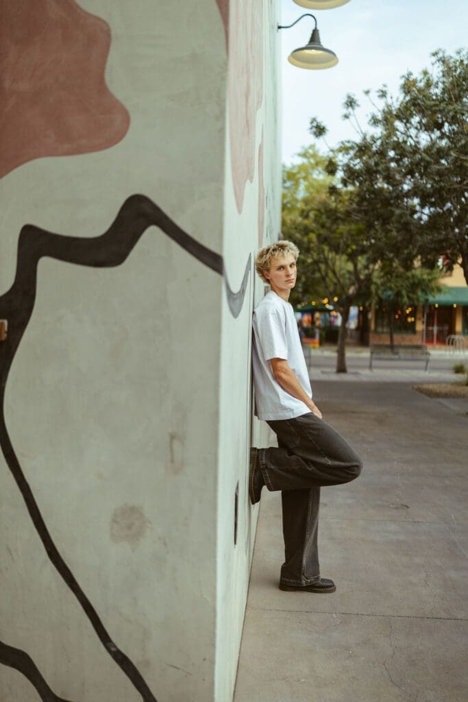 High school senior pictures in Gilbert Arizona with creative downtown photo locations