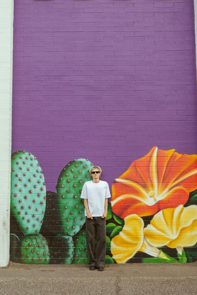 Downtown Gilbert portraits for senior boys with cinematic urban aesthetic