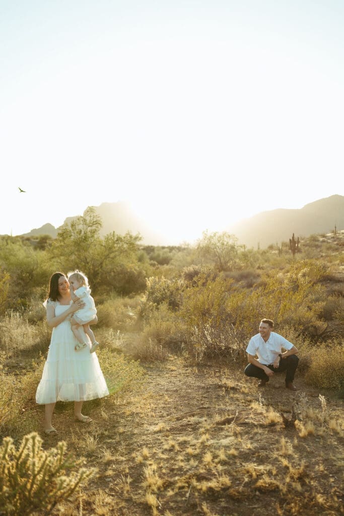 Mesa Arizona maternity photographer documenting mother and toddler connection during luxury desert maternity photoshoot near Scottsdale