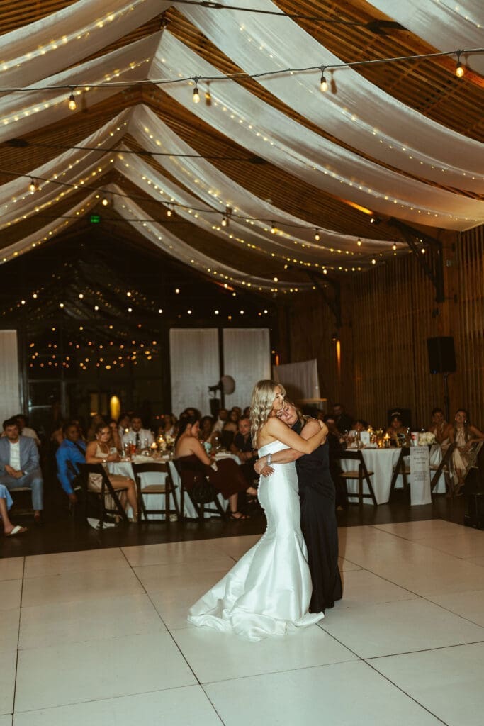 Wedding reception tablescape at The Paseo with neutral florals and elegant decor