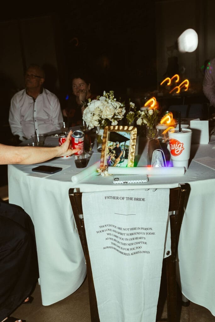 Romantic and artsy reception photography with colorful lighting at The Paseo Arizona