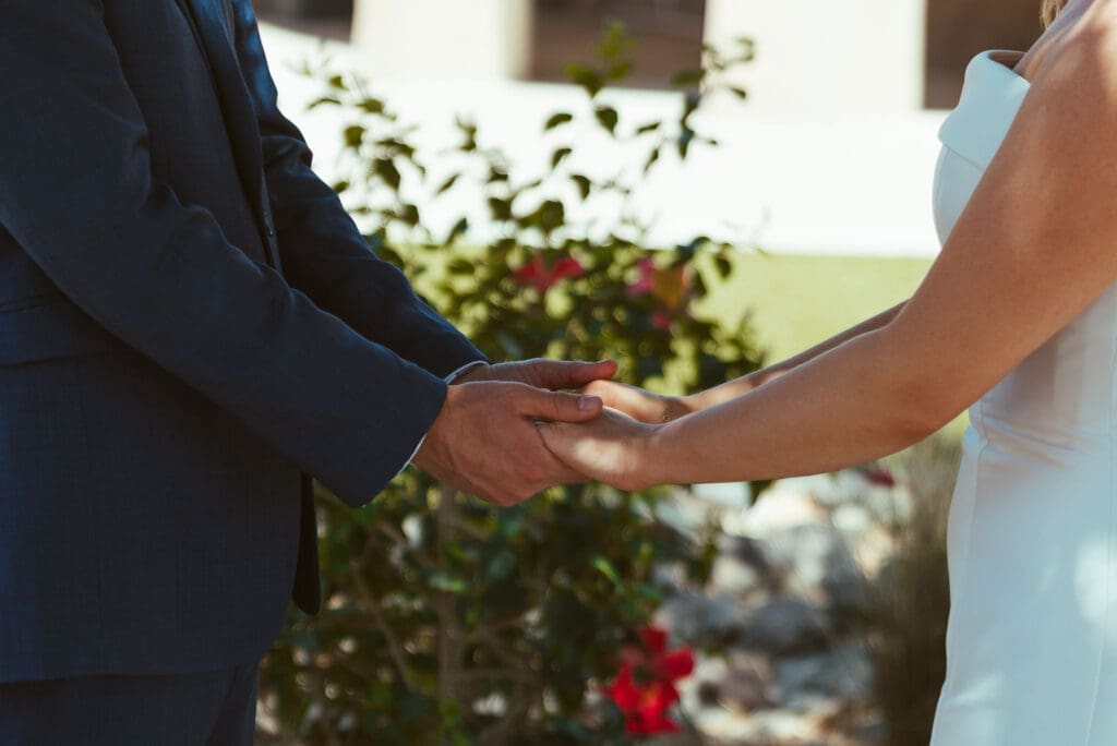 Emotional first look moment between bride and groom at The Paseo wedding