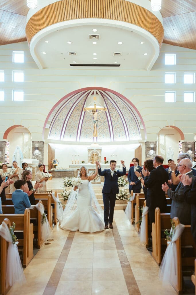 Bride and groom during traditional Catholic wedding ceremony in Scottsdale Arizona