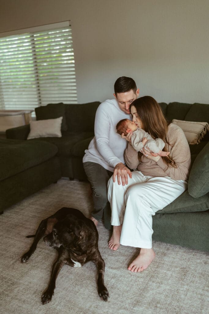 Scottsdale lifestyle newborn photographer capturing timeless newborn portraits with soft earthy tones and organic family interaction