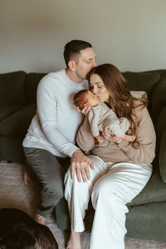 Scottsdale Arizona lifestyle newborn photographer capturing emotional family newborn portrait during cozy in-home newborn session near Phoenix and Paradise Valley