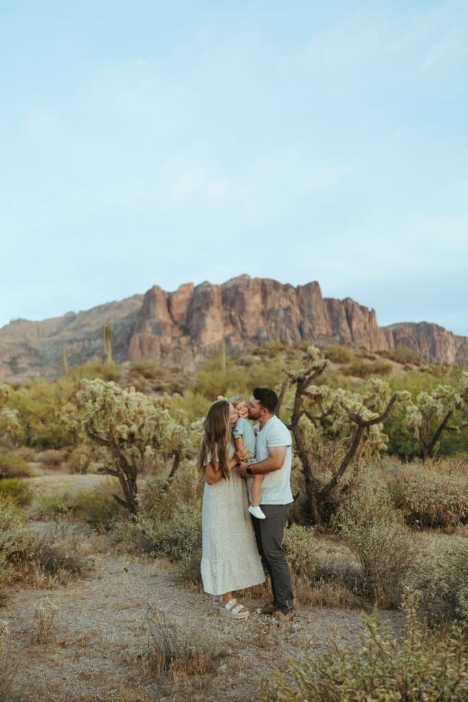 Phoenix Arizona desert family session with candid toddler moments and natural golden hour light