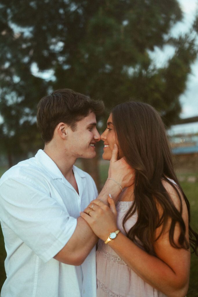 Candid close-up of a couple during a romantic couples photography session in Gilbert, Arizona